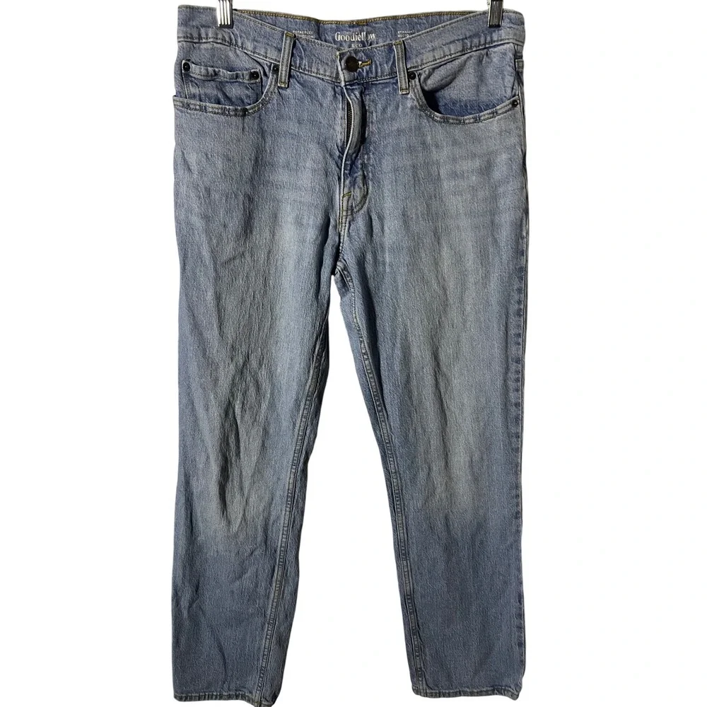 Goodfellow & Co Straight Leg Jeans 36x32 Minimalist Light Wash Blue Denim